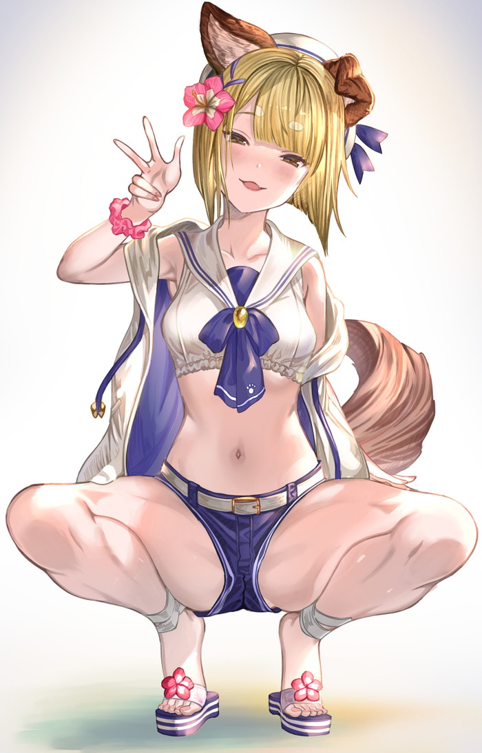 下品なガニ股エロ蹲踞の姿勢がエロい二次画像 Part１２