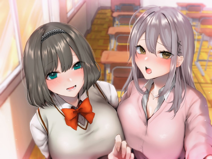 【二次】おっぱいをムニュッと押し付け合う乳合わせのエロ画像 Part７