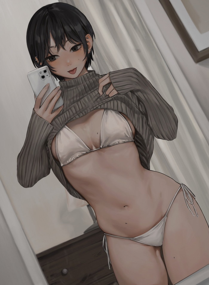 【二次】セーター、リブニットを着た女の子のエロ画像 Part１２