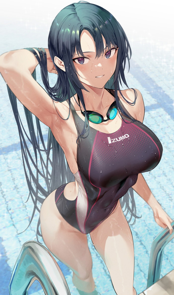 【二次】張り付きと食い込みがエロい競泳水着のエロ画像 Part１７