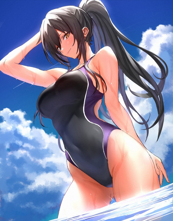 【二次】張り付きと食い込みがエロい競泳水着のエロ画像 Part１７