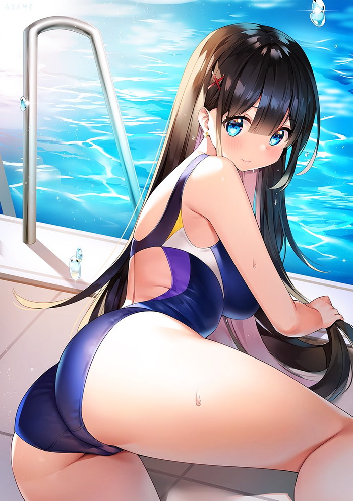 【二次】張り付きと食い込みがエロい競泳水着のエロ画像 Part１７