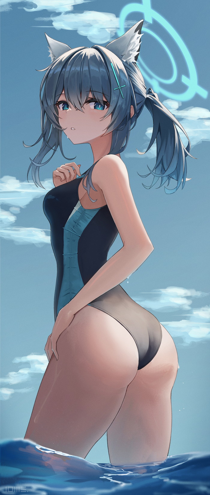 【二次】張り付きと食い込みがエロい競泳水着のエロ画像 Part１７