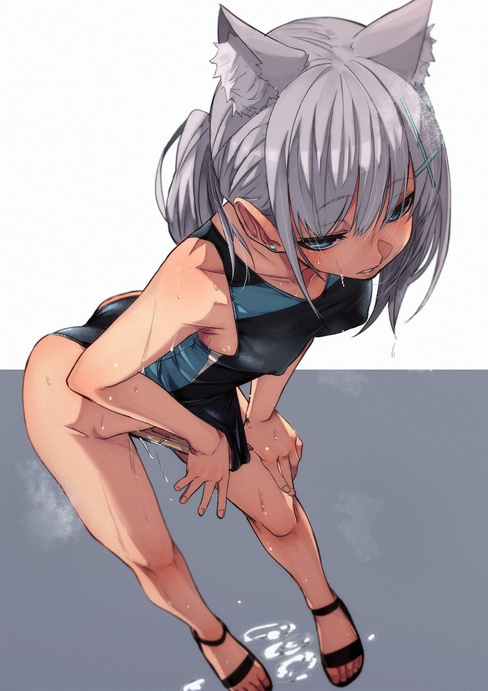 【二次】張り付きと食い込みがエロい競泳水着のエロ画像 Part１７