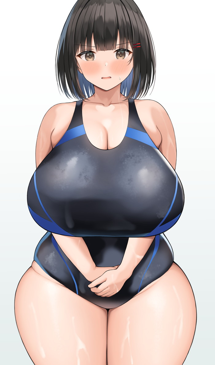 【二次】張り付きと食い込みがエロい競泳水着のエロ画像 Part１７