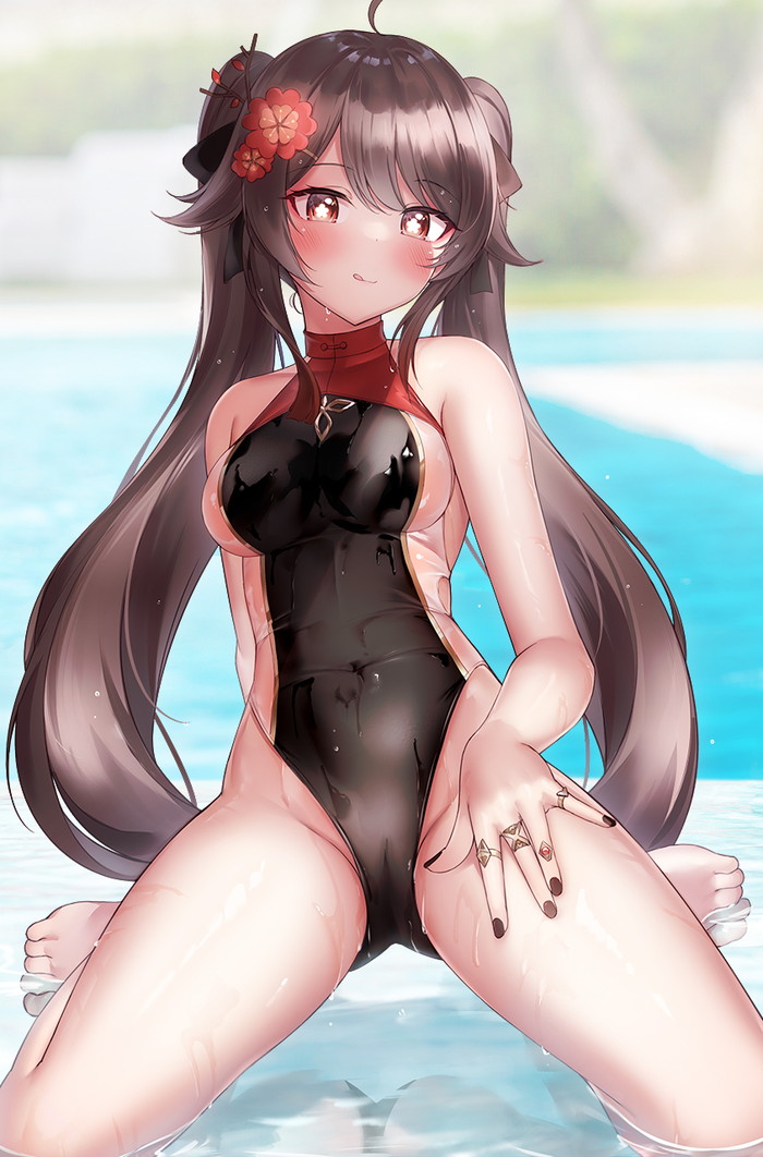 【二次】張り付きと食い込みがエロい競泳水着のエロ画像 Part１７