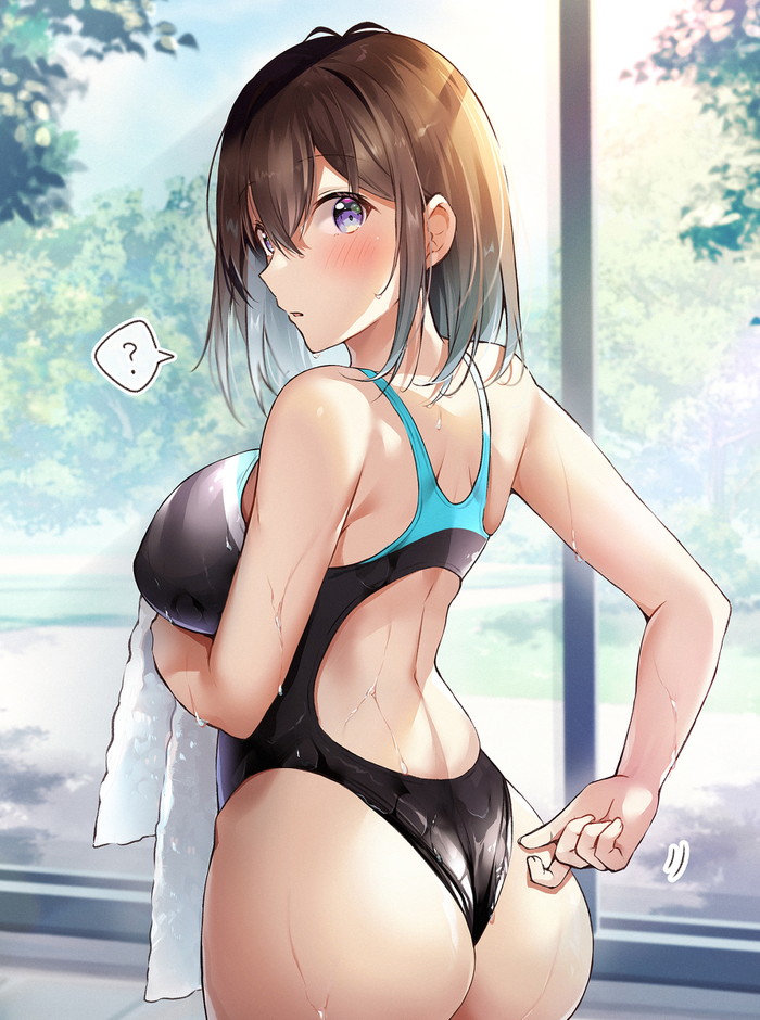 【二次】張り付きと食い込みがエロい競泳水着のエロ画像 Part２０