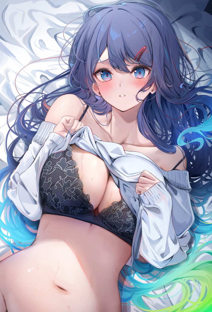【二次】自分で服を捲って下着や身体を見せるたくし上げエロ画像 Part１