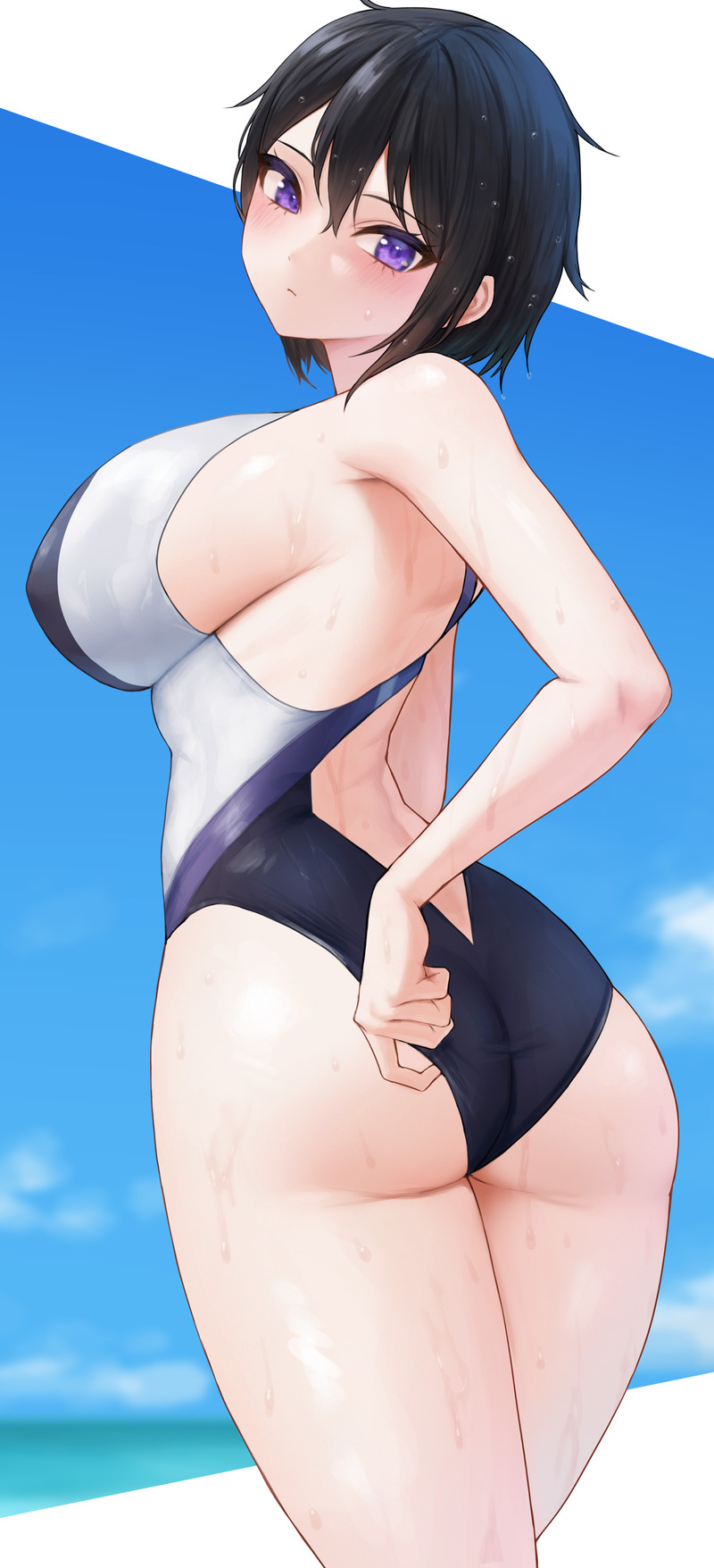 【二次】張り付きと食い込みがエロい競泳水着のエロ画像 Part２６