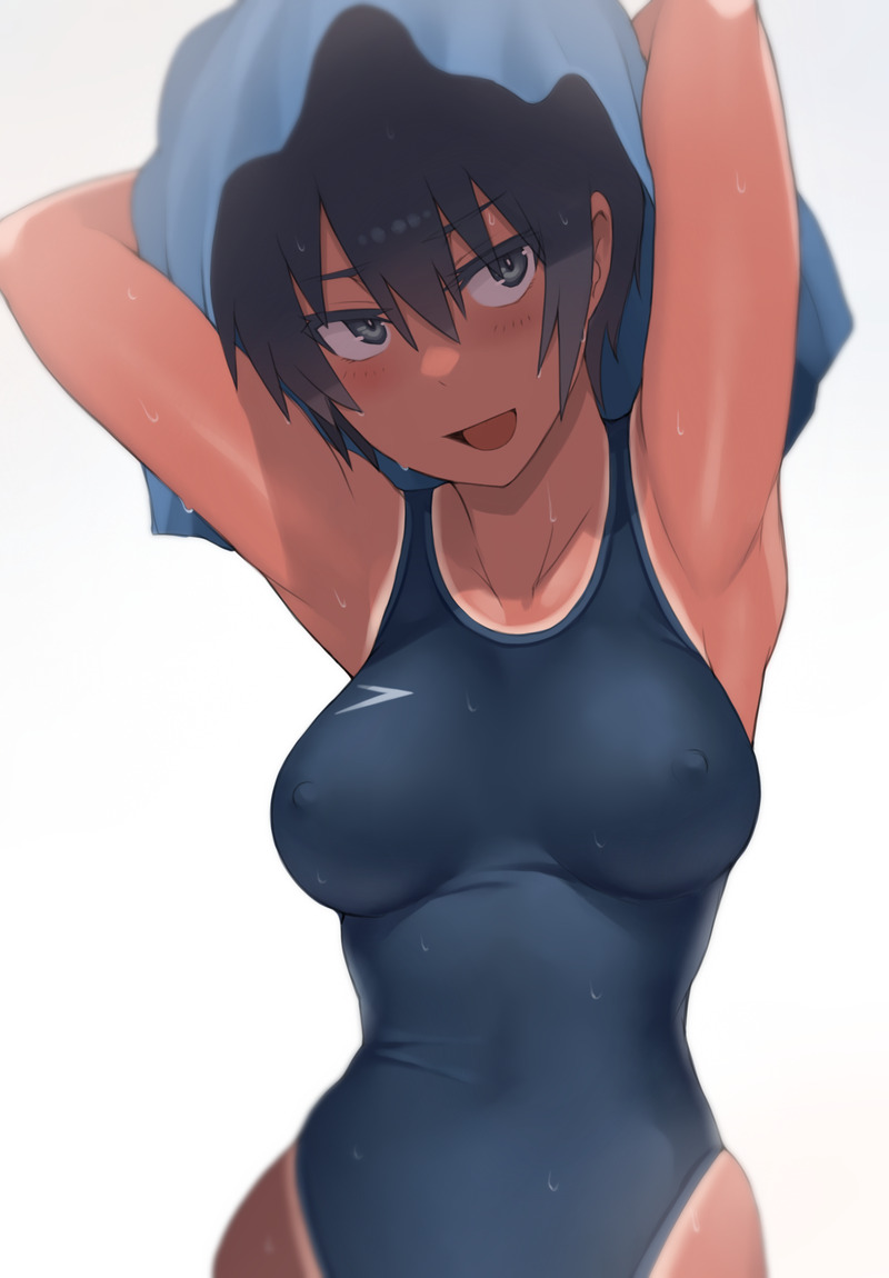 【二次】張り付きと食い込みがエロい競泳水着のエロ画像 Part２６