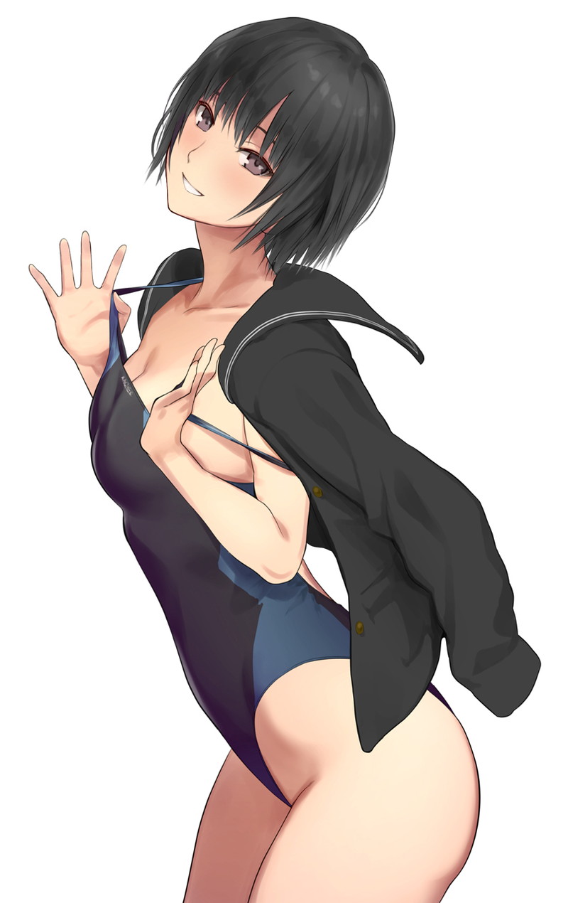 【二次】張り付きと食い込みがエロい競泳水着のエロ画像 Part２６