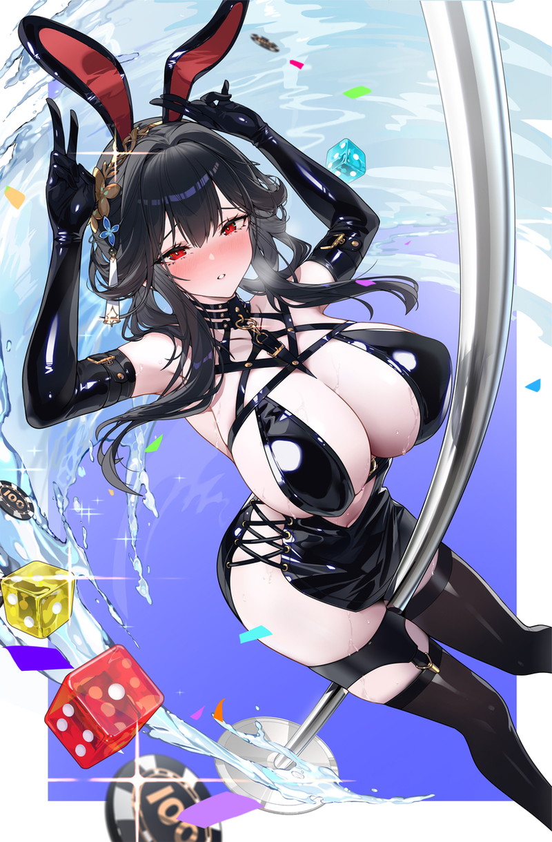 【二次】テカテカな金ビキニやエナメル素材コスチュームのエロ画像 Part１３