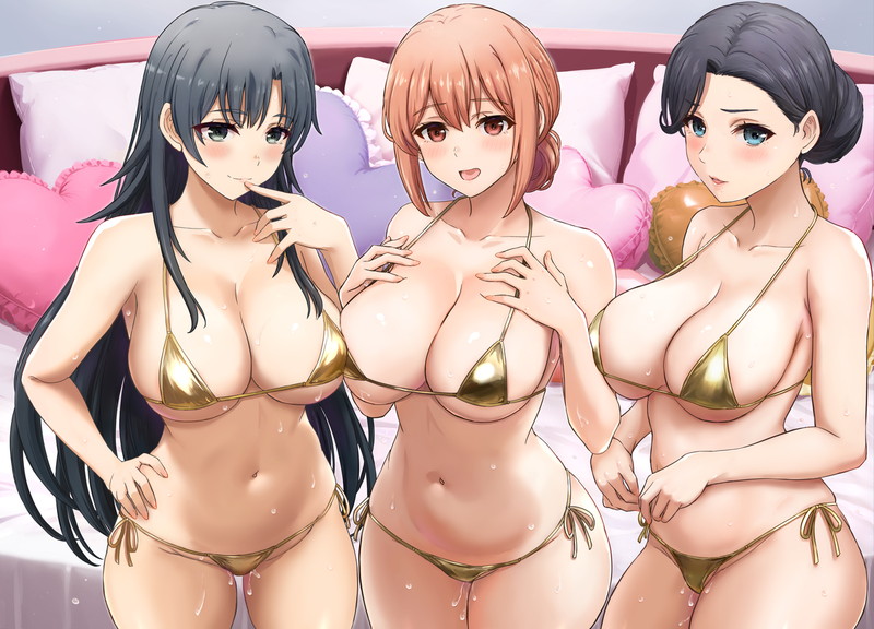 【二次】テカテカな金ビキニやエナメル素材コスチュームのエロ画像 Part１４