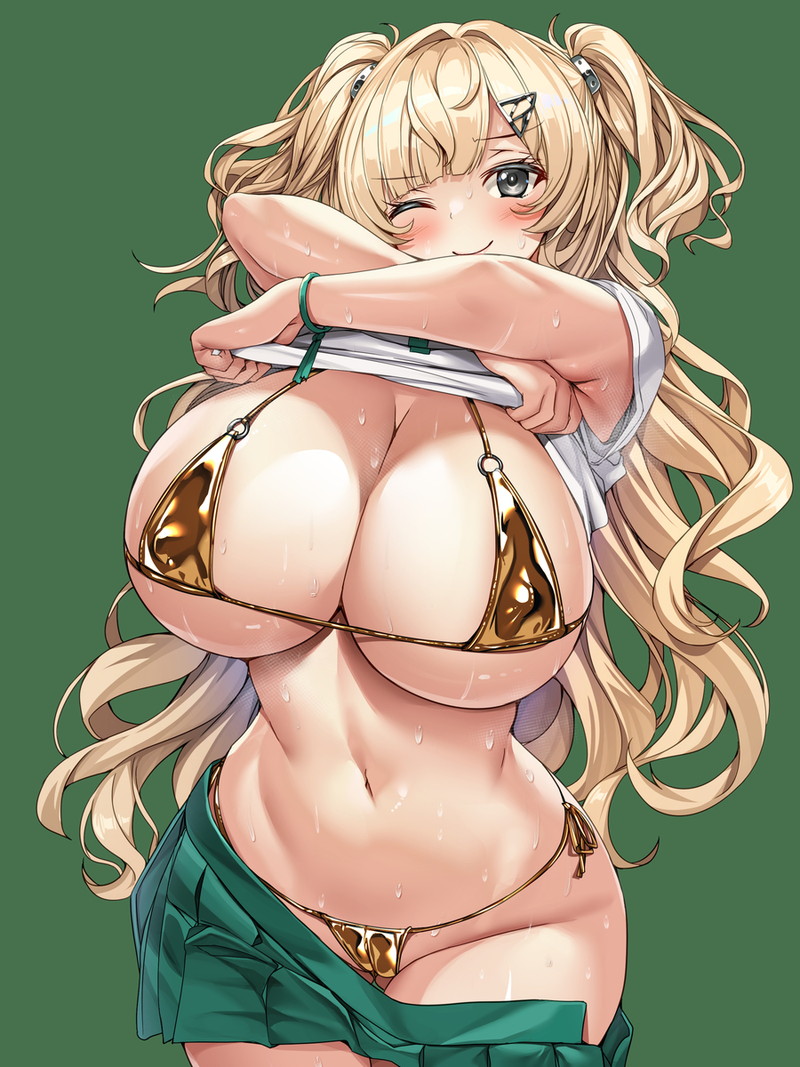 【二次】テカテカな金ビキニやエナメル素材コスチュームのエロ画像 Part１４