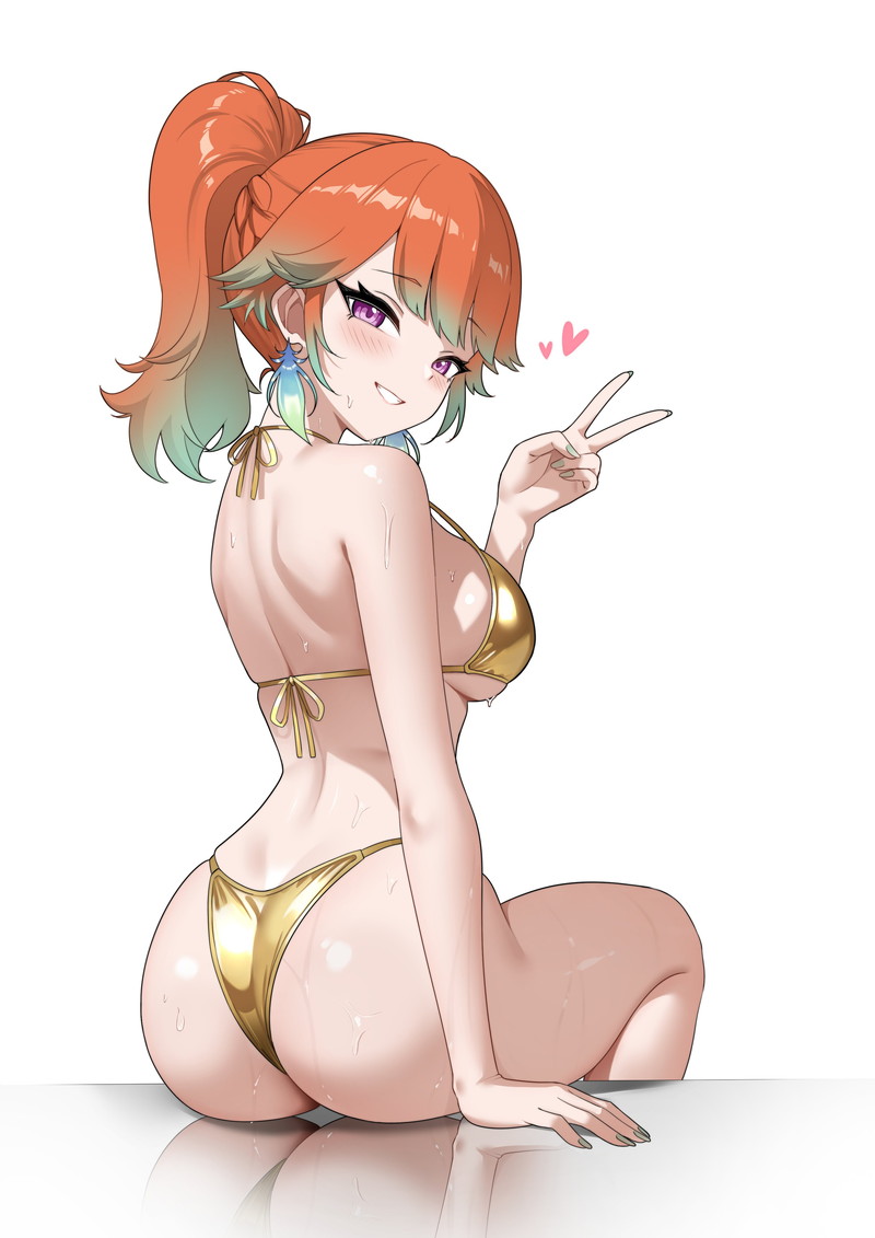 【二次】テカテカな金ビキニやエナメル素材コスチュームのエロ画像 Part１４