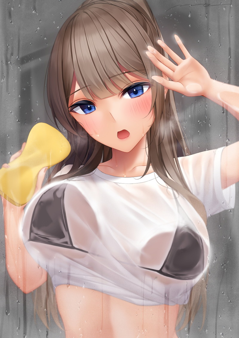 【二次】ガラスにおっぱいを押し付けたりしてるエロ画像 Part６