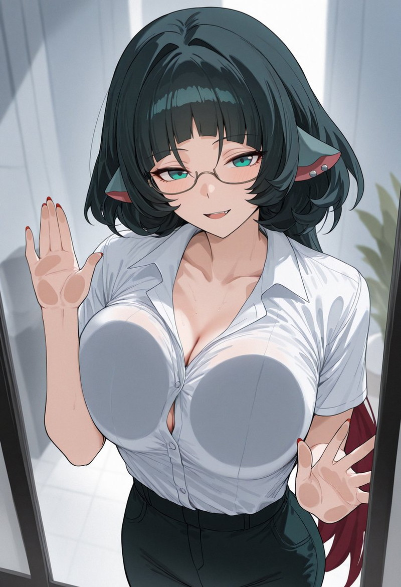 【二次】ガラスにおっぱいを押し付けたりしてるエロ画像 Part６