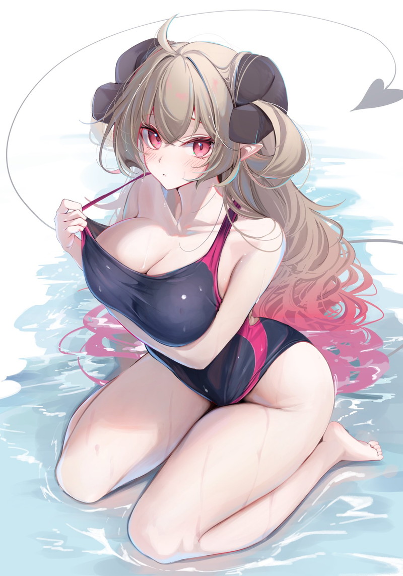 【二次】張り付きと食い込みがエロい競泳水着のエロ画像 Part２７