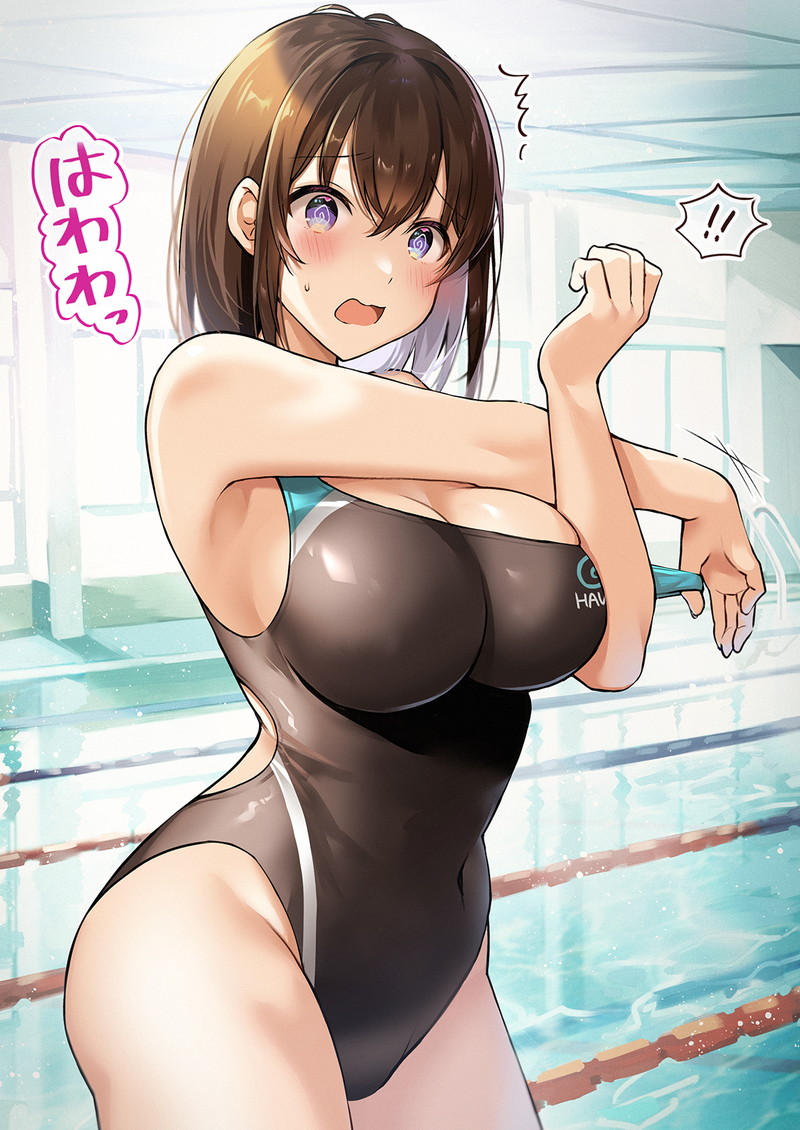 【二次】張り付きと食い込みがエロい競泳水着のエロ画像 Part２７