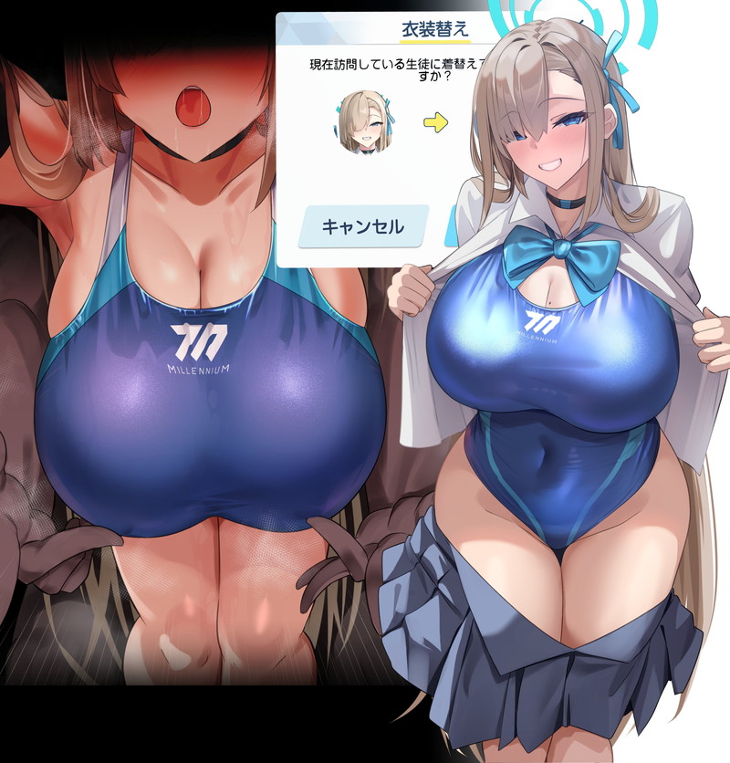 【二次】張り付きと食い込みがエロい競泳水着のエロ画像 Part２７