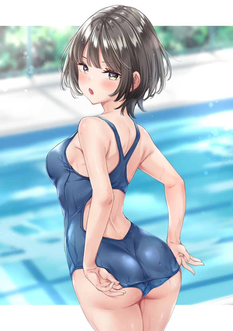 【二次】張り付きと食い込みがエロい競泳水着のエロ画像 Part２７