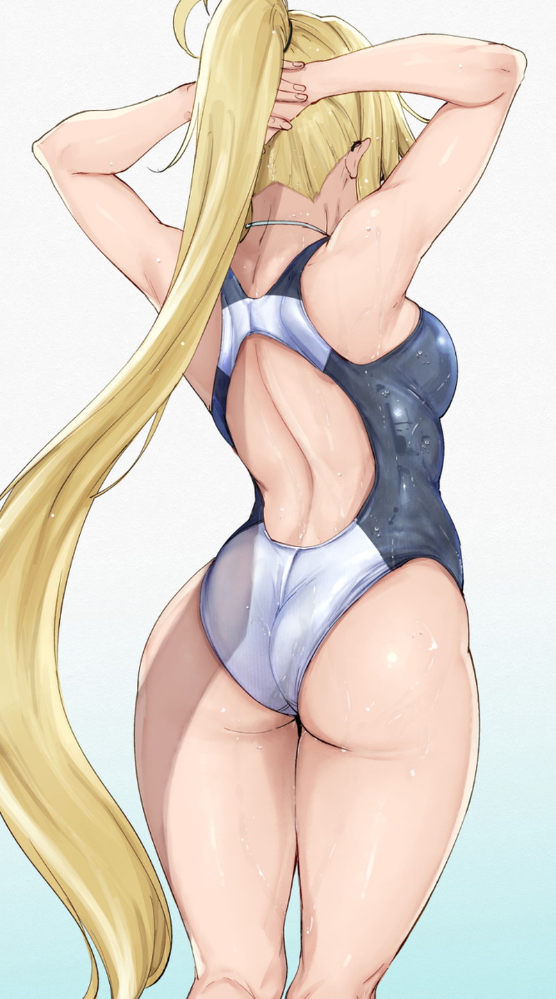 【二次】張り付きと食い込みがエロい競泳水着のエロ画像 Part２８