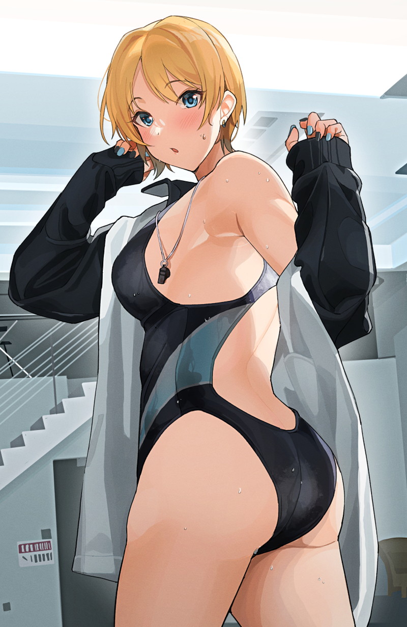 【二次】張り付きと食い込みがエロい競泳水着のエロ画像 Part２８