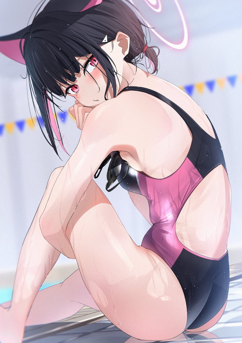 【二次】張り付きと食い込みがエロい競泳水着のエロ画像 Part２８