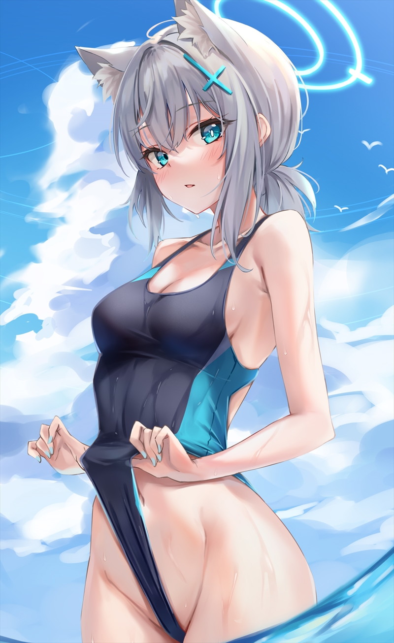 【二次】張り付きと食い込みがエロい競泳水着のエロ画像 Part２８