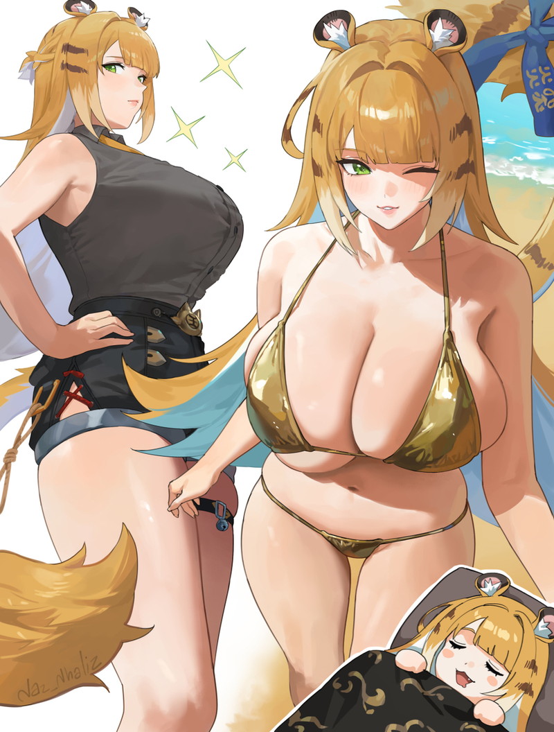 【二次】テカテカな金ビキニやエナメル素材コスチュームのエロ画像 Part１７