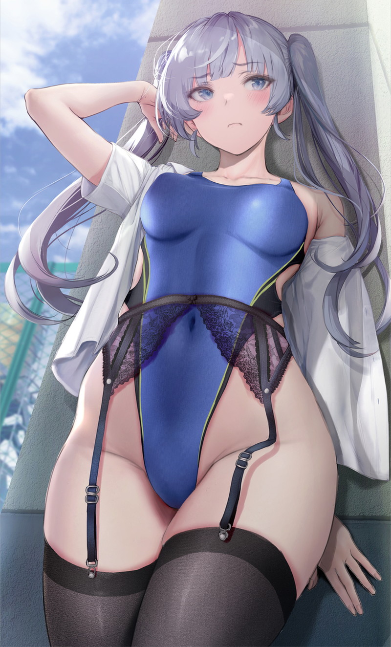 【二次】張り付きと食い込みがエロい競泳水着のエロ画像 Part２９