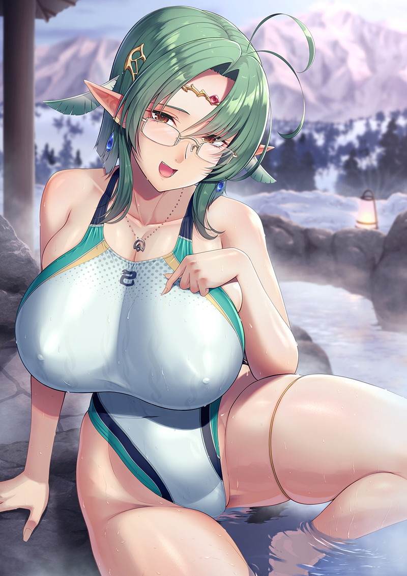 【二次】張り付きと食い込みがエロい競泳水着のエロ画像 Part２９