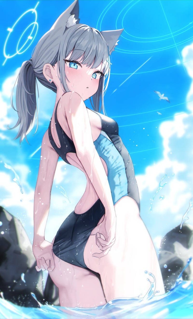 【二次】張り付きと食い込みがエロい競泳水着のエロ画像 Part２９