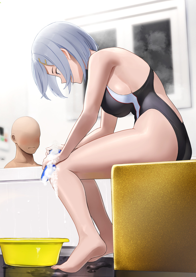 【二次】張り付きと食い込みがエロい競泳水着のエロ画像 Part２９